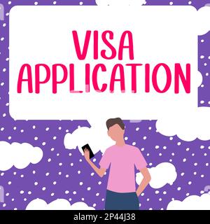 Signature manuscrite Visa application. Concept Internet processus d'obtention d'un permis d'entrée sur une terre étrangère Banque D'Images
