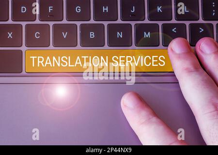 Légende de texte présentant les services de traduction. Internet concept organisation qui fournit des personnes pour traduire la parole Banque D'Images