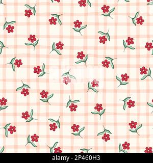 Fleurs chintz indiennes et motif Plaid Vector sans couture Illustration de Vecteur
