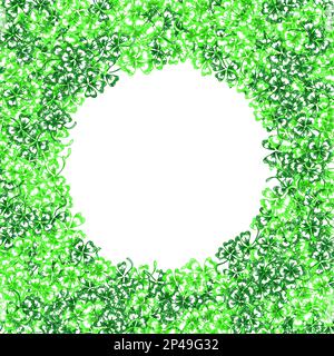 Doodle vert trèfle shamrock cadre cercle bordure vecteur ligne art isolé. Illustration de Vecteur