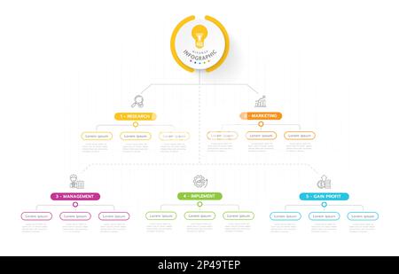 Modèle d'infographie pour les entreprises. Diagramme Mindmap moderne en 5 étapes avec sujets, infographie de vecteur de présentation. Illustration de Vecteur