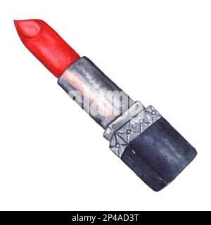 Aquarelle rouge rouge rouge rouge rouge rouge pour femmes maquillage isolé. Banque D'Images