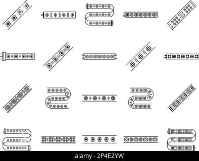Icône de bande lumineuse. Modules de ruban À LED pour bandes décoratives d'éclairage, jeu de pictogrammes de lumières à ruban Illustration de Vecteur
