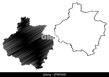 Ville de Derby et région de l'autorité unitaire (Royaume-Uni de Grande-Bretagne et d'Irlande du Nord, comté cérémonial de Derbyshire, Angleterre) carte vecteur illustr Illustration de Vecteur