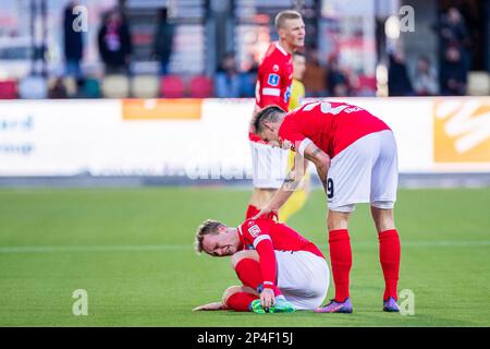 Silkeborg, Danemark. 05th mars 2023. Anders Klynge (21) et Lukas Engel (29) de Silkeborg SI on les voit lors du match Superliga de 3F entre Silkeborg IF et le FC Nordsjaelland au parc JYSK à Silkeborg. (Crédit photo : Gonzales photo/Alamy Live News Banque D'Images