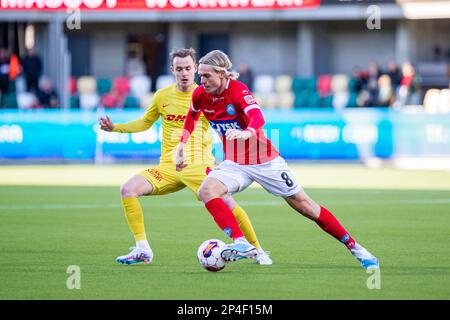 Silkeborg, Danemark. 05th mars 2023. Stefan Thordarson (8) de Silkeborg SI vu pendant le match de Superliga de 3F entre Silkeborg IF et FC Nordsjaelland au parc JYSK à Silkeborg. (Crédit photo : Gonzales photo/Alamy Live News Banque D'Images