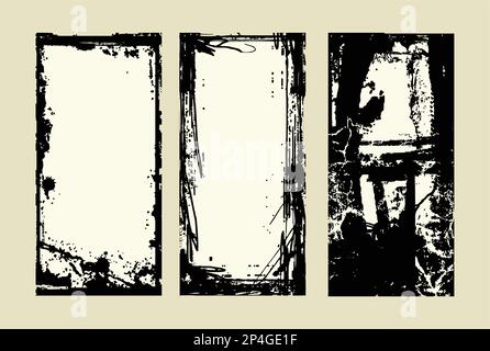 Cadre d'arrière-plan avec texture grunge vintage dans l'encre arrière. grunge illustration abstraite de vecteur demi-ton Illustration de Vecteur