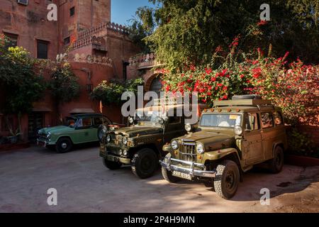 N10900 Inde, Rajasthan, Bikaner, Bhairon Vilas Heritage Hotel, collection de véhicules du propriétaire Harshvardhan Singh Banque D'Images