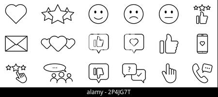 Icônes de ligne de rétroaction définies. Symbole pour la conception de site Web, le logo, l'application, l'interface utilisateur. Illustration vectorielle, EPS10 Illustration de Vecteur