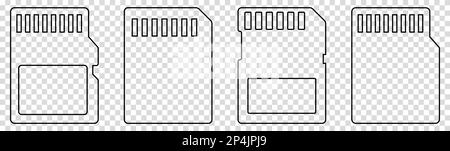 Icônes de ligne de carte SD définies. Illustration vectorielle isolée sur fond transparent Illustration de Vecteur