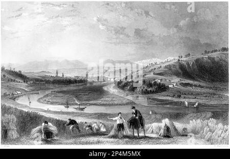 Une gravure de Perth, Perthshire, Scotland UK a été numérisée en haute résolution à partir d'un livre imprimé en 1840. Je pensais libre de droits d'auteur. Banque D'Images