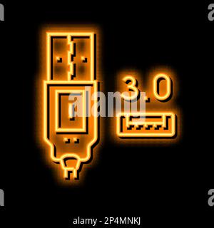 illustration de l'icône néon usb 3,0 Illustration de Vecteur
