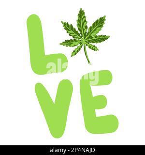 J'aime la marijuana. J'adore l'inscription au cannabis. illustration vectorielle d'une phrase avec mauvaise herbe Illustration de Vecteur