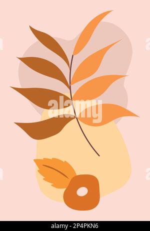 Ensemble de fleurs et de feuilles Banque D'Images