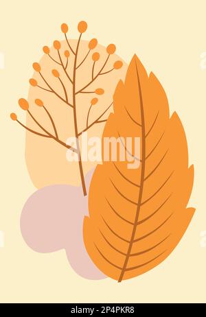 Ensemble de fleurs et de feuilles Banque D'Images