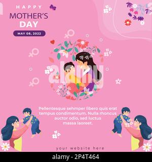 Modèle de fête des mères Illustration symboles d'amour Illustration de Vecteur