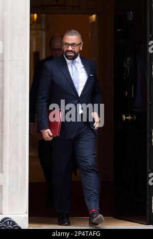 Londres ,Royaume-Uni 06/03/2023. Aujourd'hui, le secrétaire aux Affaires étrangères James est perçu comme une relation avec l'Argentine à l'extérieur de Downing Street, à Londres Banque D'Images