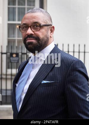 Londres ,Royaume-Uni 06/03/2023. Aujourd'hui, le secrétaire aux Affaires étrangères James est perçu comme une relation avec l'Argentine à l'extérieur de Downing Street, à Londres Banque D'Images