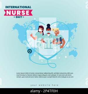 Vecteur de conception de la Journée internationale des infirmières. Modèle de conception de médias sociaux. fêtes de la journée des infirmières. Illustration de Vecteur