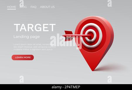 Page d'accueil de Target, bannière icône 3d d'entreprise. Illustration vectorielle Illustration de Vecteur