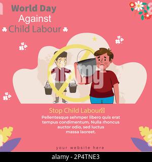 La Journée mondiale contre le travail des enfants arrête le travail des enfants dans le monde. Illustration de Vecteur