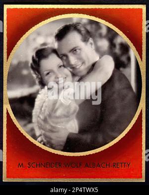 Portrait de Magda Schneider et Wolf Albach-Retty - carte à cigarettes allemande ancienne Banque D'Images