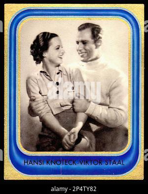 Portrait de Hansi Knoteck et Viktor Staal - carte à cigarettes allemande ancienne Banque D'Images