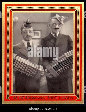 Portrait de Heinz Rühmann & Theo Lingen - carte à cigarettes allemande vintage Banque D'Images