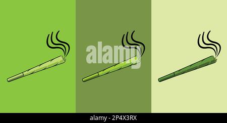 Illustration vectorielle répétition de la conception de trois joints de cigarettes de marijuana ou de cannabis sur fond multicolore. concept happy 420. Illustration de Vecteur