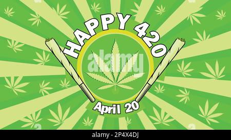 Arrière-plan de l'illustration vectorielle Happy 420 jours. 420 heureux fêtés chaque année sur 20 avril. Bannière portant le symbole de la marijuana ou de la plante de cannabis Illustration de Vecteur