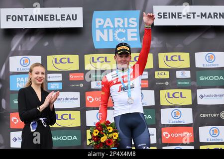 Deuxième étape de l'édition 81st de la course Paris-Nice de huit jours, de Bazainville à Fontainebleau (163,7 km) en France, lundi 06 mars 2023. BELGA PHOTO DAVID PINTENS Banque D'Images