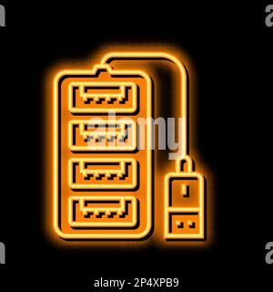 illustration de l'icône de néon usb hub Illustration de Vecteur