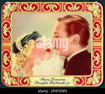 Portrait de Mary Duncan et Douglas Fairbanks Jnr - carte à cigarettes vintage Banque D'Images