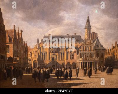 'Grote Markt with Townhall' par Gerrit Berckheyde, 1671 Banque D'Images