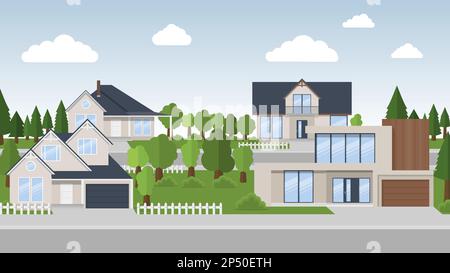 Maisons de dessins animés. Extérieur de la maison résidentielle, vue de face. Illustration vectorielle. SPE 10. Illustration de Vecteur