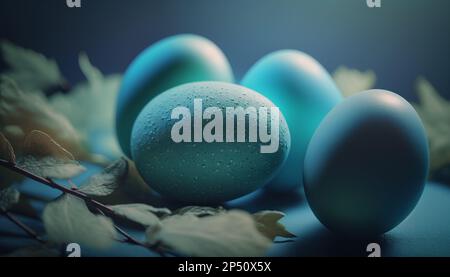 Oeufs de Pâques, bleu clair, photoréaliste, Banque D'Images