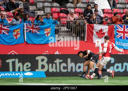 VANCOUVER, CANADA - MARS 05: Nouvelle-Zélande contre Grande-Bretagne jeu pour 5th pendant la HSBC World Rugby Sevens Series 2023 au stade BC place à Vancouver, Canada. (Photo par Tomaz Jr/PxImages) Banque D'Images