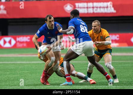 VANCOUVER, CANADA - MARS 05: Demi-finale match entre l'Australie et la France les 2023 Canadiens Sevens de rugby au stade BC place de Vancouver, Canada. (Photo par Tomaz Jr/PxImages) Banque D'Images