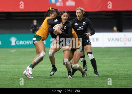 VANCOUVER, CANADA - MARS 05: Médaille d'or match entre la Nouvelle-Zélande et l'Australie pendant la série HSBC World Rugby Sevens 2023 au stade BC place à Vancouver, Canada. (Photo par Tomaz Jr/PxImages) Banque D'Images