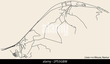 Carte des rues du QUARTIER DE LIVES-SUR-MEUSE, NAMUR Illustration de Vecteur