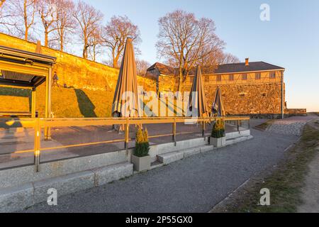 Norvège, Oslo -14 août 2019 : forteresse d'Akershus à Oslo, Norvège. Magnifique coucher de soleil. Banque D'Images