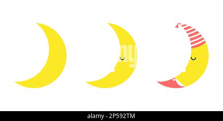 ensemble d'icônes de lune en veille sur fond blanc. Illustration vectorielle Illustration de Vecteur