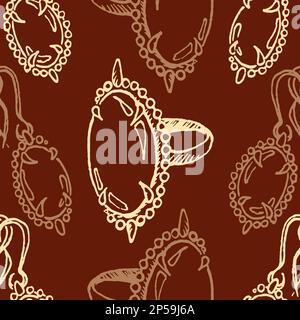 Doodle bijoux esquisse bague boucles d'oreilles vintage sans couture motif vectoriel. Illustration de Vecteur