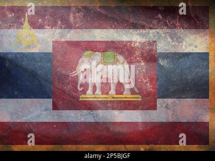 Vue de dessus du drapeau rétro couleurs de l'unité du 1st Infantry Regiment, le roi de la Thaïlande Bodyguard avec texture grunge. Voyage thaïlandais et concept patriote. Banque D'Images