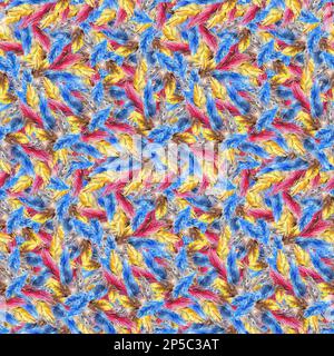 Texture d'arrière-plan aquarelle et colorée à motif de plumes sans couture. Banque D'Images