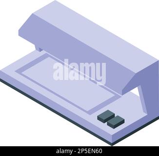 Vecteur isométrique de l'icône du détecteur de devises magasin. Argent comptant. Machine professionnelle Illustration de Vecteur