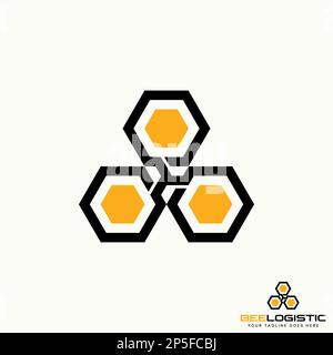 Logo design Graphic concept créatif abstrait premium libre vecteur stock unique ligne liée 3 hexagones comme la maison d'abeille. Lié à l'animal ou à la précision Illustration de Vecteur