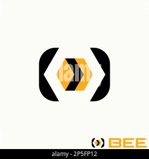 Logo design Graphic concept créatif abstrait premium libre vecteur stock unique lettre O police avec abeille home à l'intérieur. Lié à la communication initiale Illustration de Vecteur