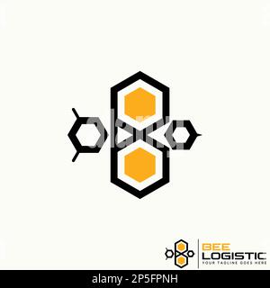 Logo design Graphic concept créatif abstrait premium libre vecteur stock simple unique ligne unique hexagons comme la mouche d'abeille. Lié à l'animal ou à la précision Illustration de Vecteur