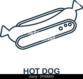 Icône de la ligne de hot dog. Icône de contour simple en forme de hot dog monochrome pour les modèles, la conception Web et les infographies Illustration de Vecteur